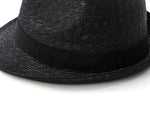 Cargar imagen en el visor de la galería, Black Straw Unisex Trilby Hat Marlowe
