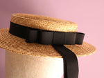 Load image into Gallery viewer, Shallow Straw Boater Vivien -Grosgrain

