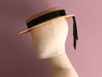 Load image into Gallery viewer, Shallow Straw Boater Vivien -Grosgrain
