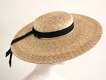 Muat gambar ke penampil Galeri, Natural Straw Wide-Brimmed Saucer Boater Hat &quot;Kate&quot; made in Japan
