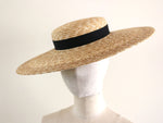 Load image into Gallery viewer, Natural Straw Wide-Brimmed Saucer Boater Hat &quot;Kate&quot; made in Japan
