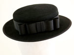 Load image into Gallery viewer, Black Wool Felt Boater Hat Vivien
